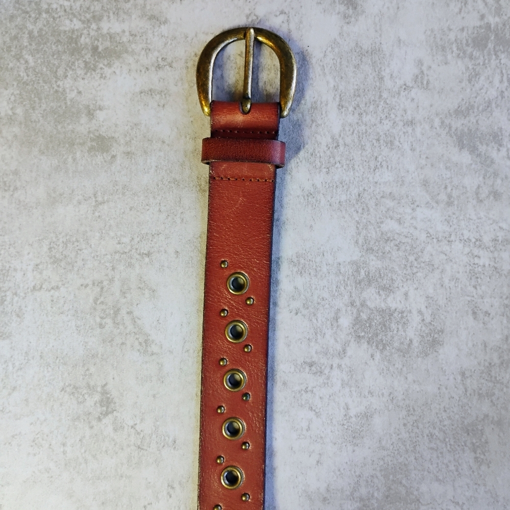 Fossil Brown Leather Belt with Gold Buckle - Picture 2 of 9